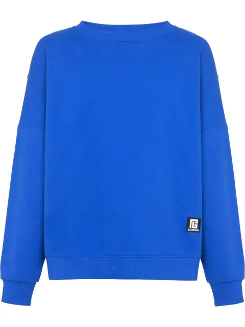 Balmain logo-patch cotton sweatshirt