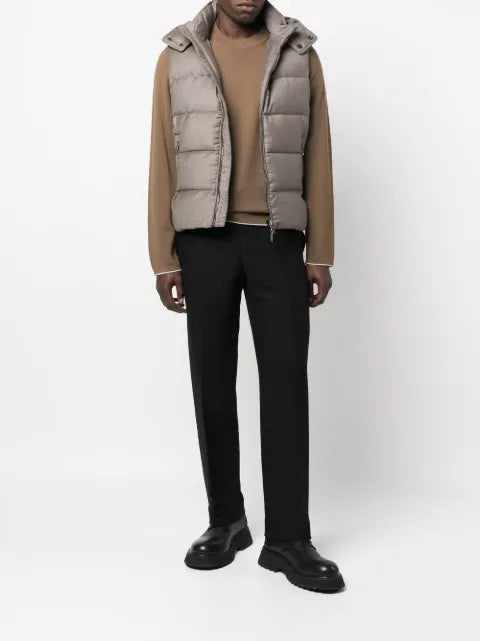 Moorer hooded sleeveless padded gilet