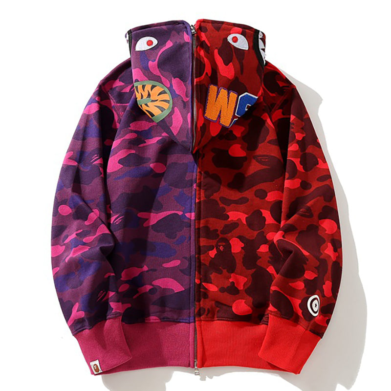 BAPE Camo Shark Spliced Zip Hoodie - Two-Tone