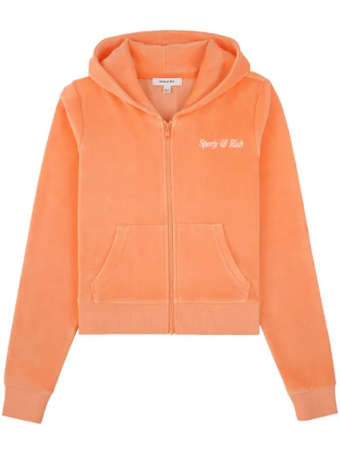Sporty & Rich Italic-logo zip-up hoodie