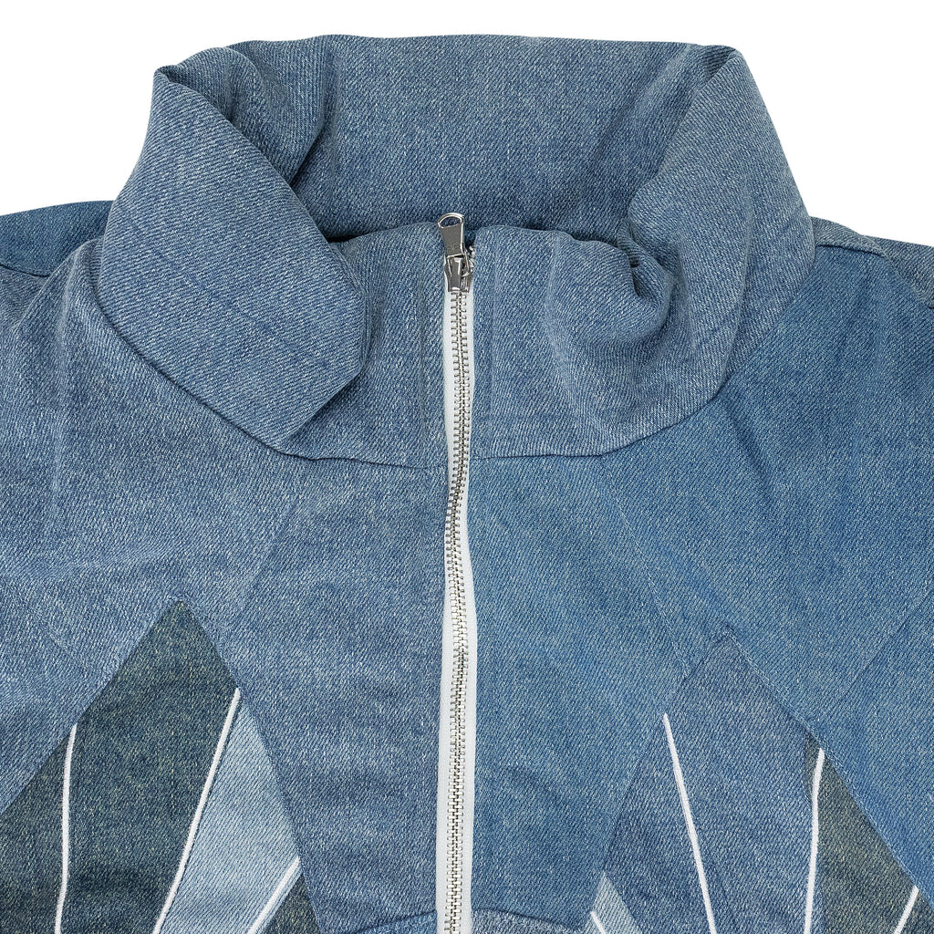 BLUE EMBROIDERED BOMBER
