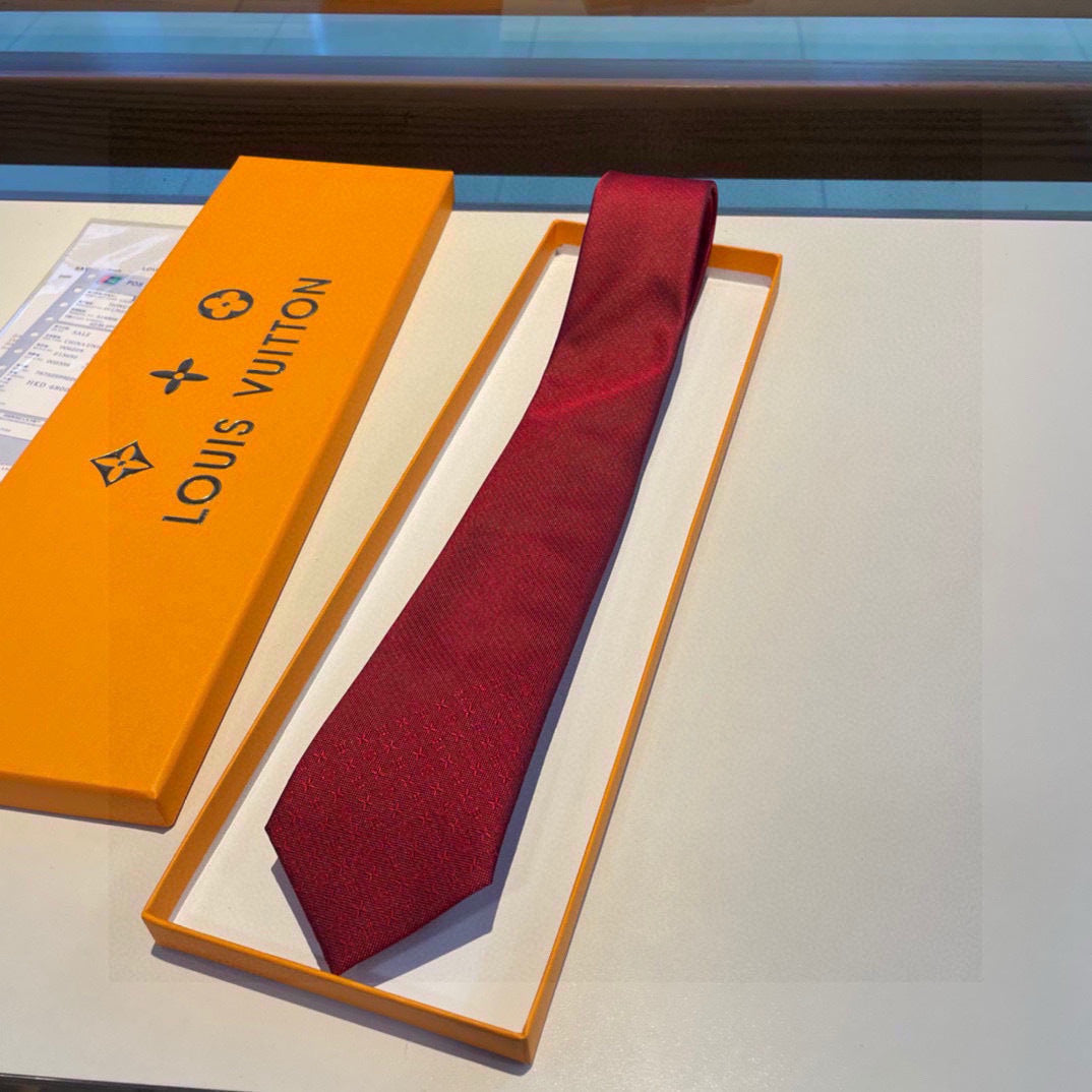 Louis Vuitton Style Men's Textured Solid Silk Tie