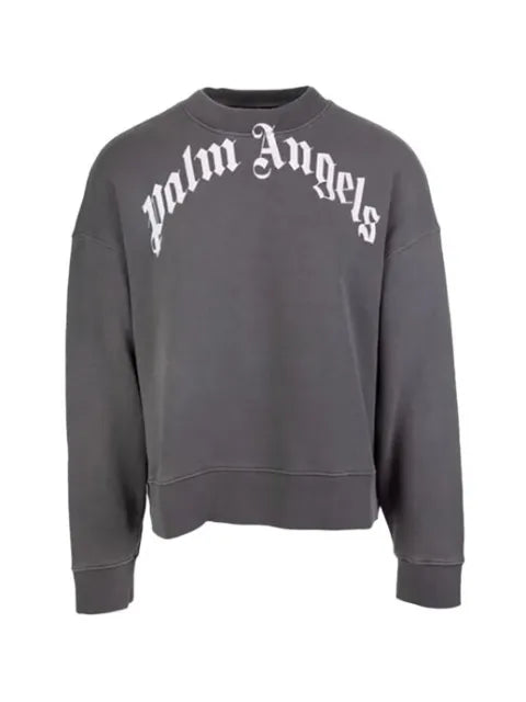 Palm Angels curved logo crew-neck sweatshirt