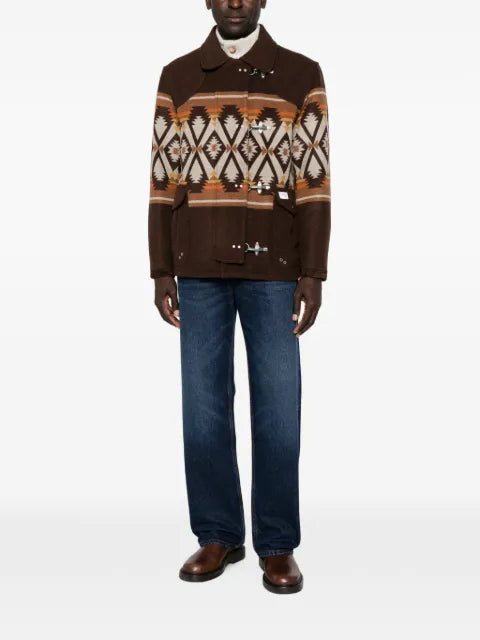Fay geometric-pattern toggle-fastening jacket