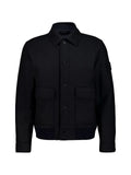 Stone Island button-up logo-patch wool jacket