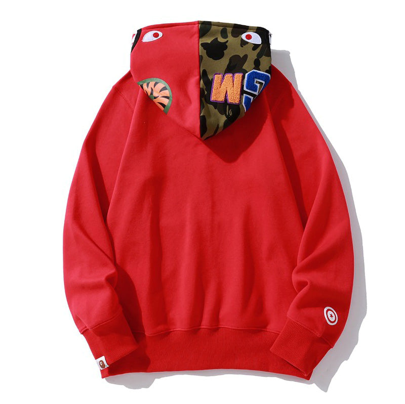 BAPE Camo Shark Hoodie - Black, Grey & Red