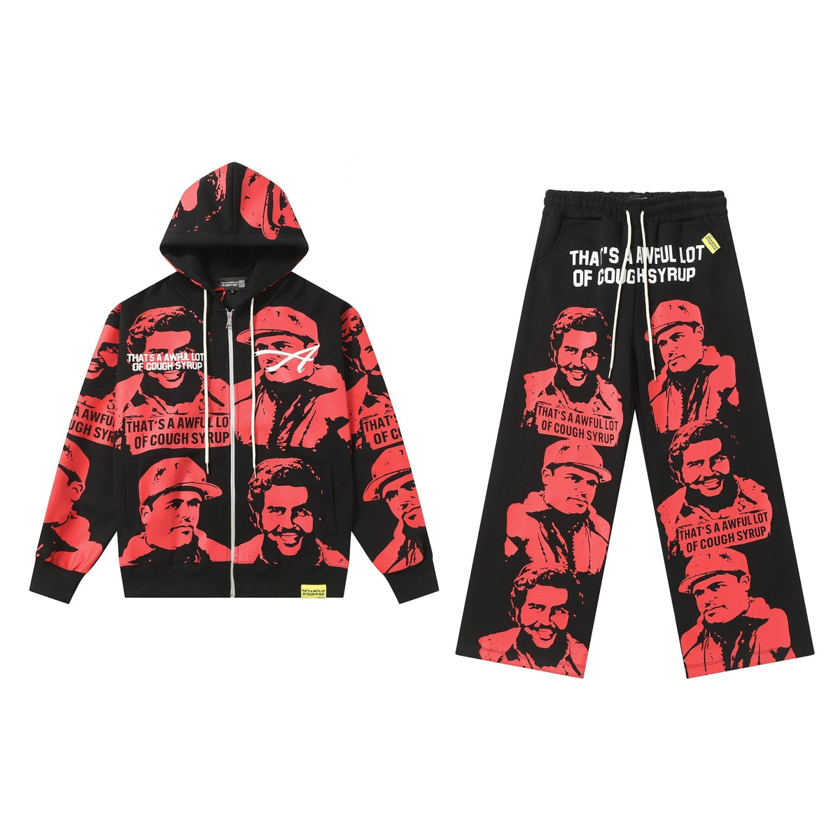 THAT'S A AWFUL LOT OF COUGH SYRUP Star Graphic Zip Hoodie & Pants Matching Set