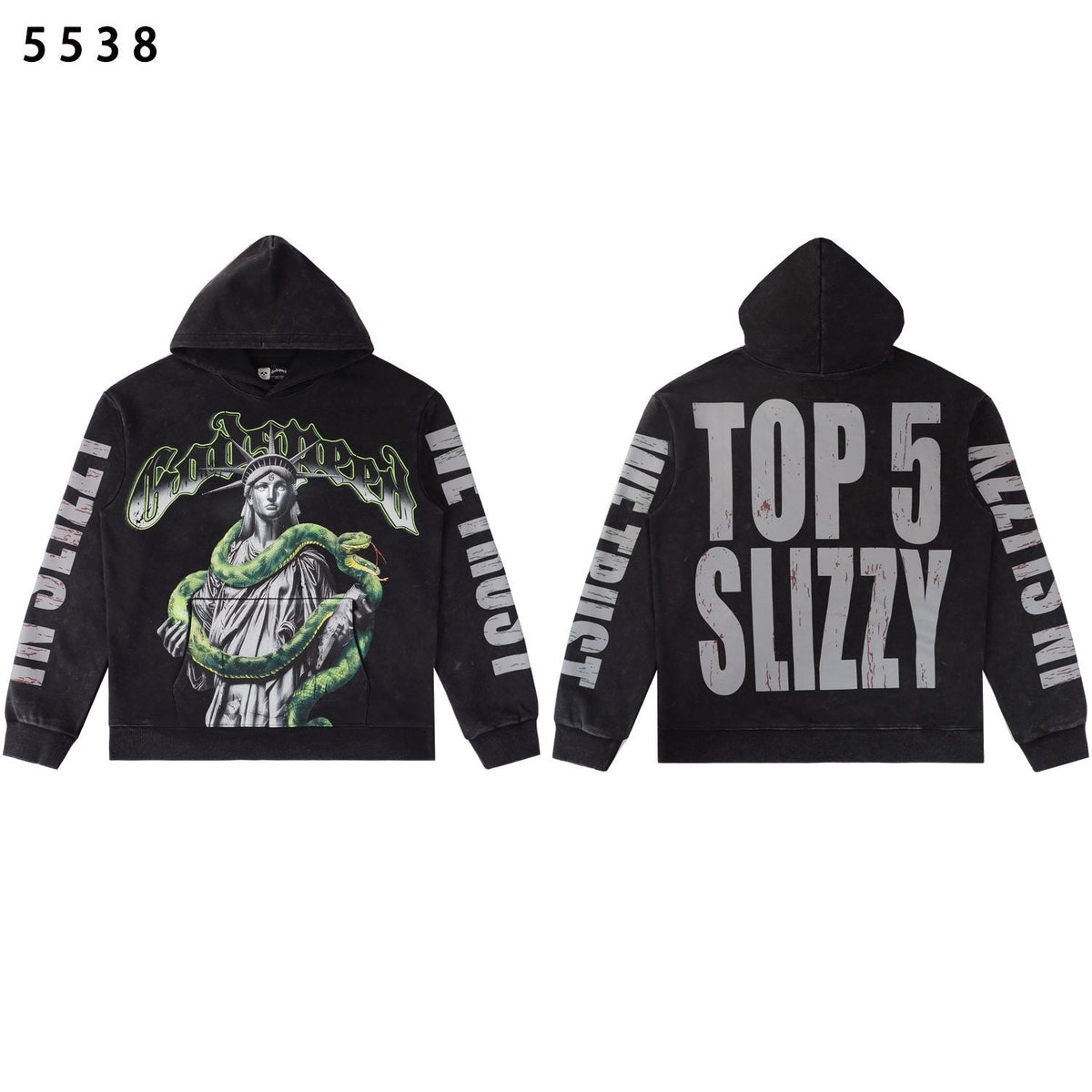 Godspeed Top 5 Slizzy Statue & Snake Graphic Hoodie