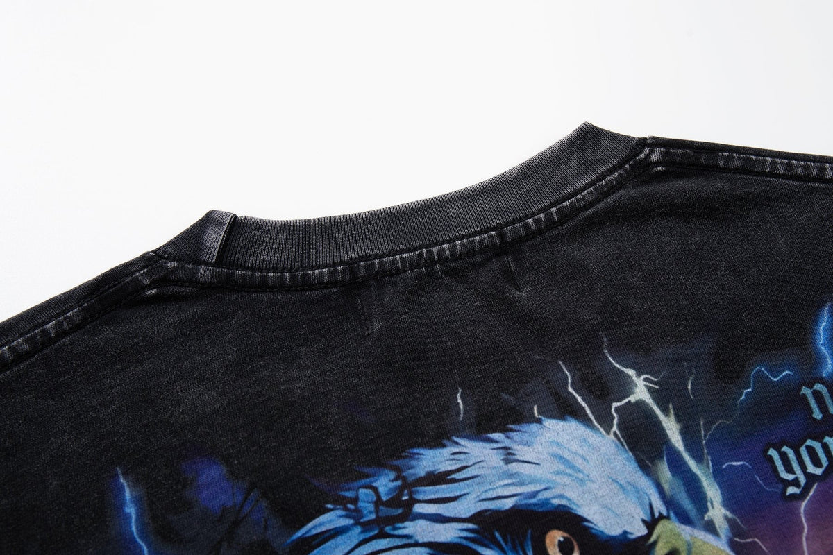 MAJESTIK Washed Black Rhinestone Graphic T-Shirt