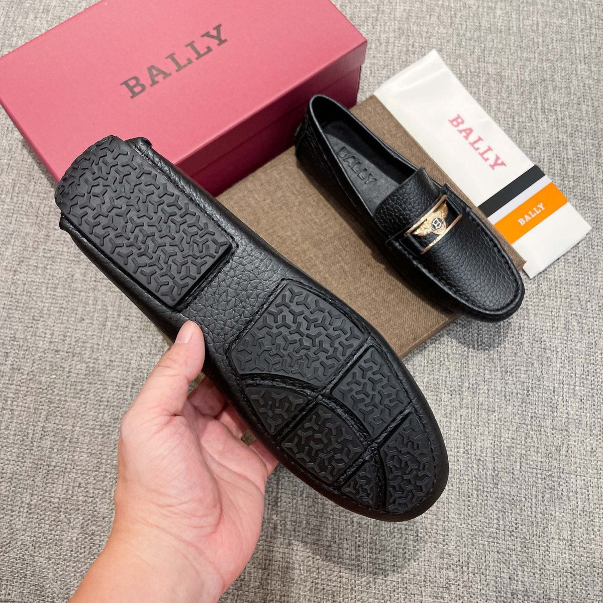 Bally Men's Black Textured Slip-On Loafers