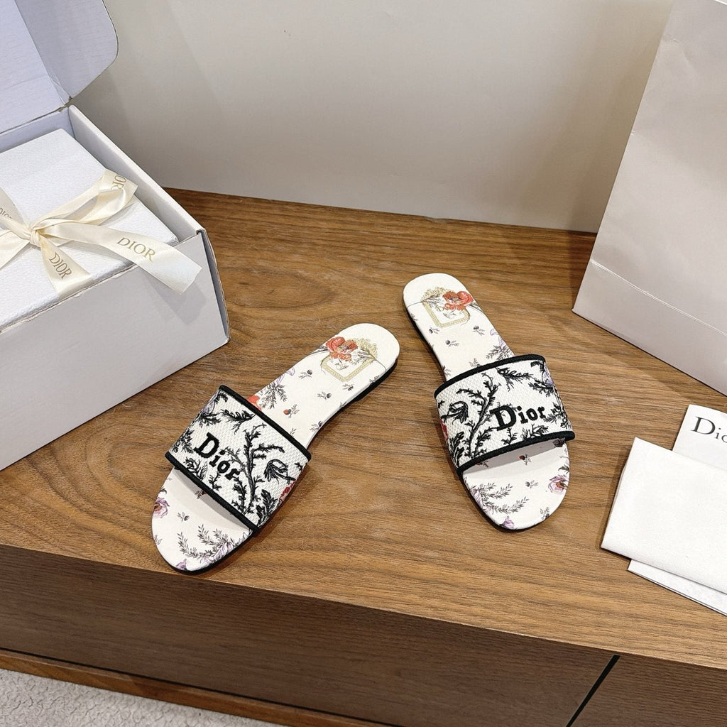 Dior Floral Printed Slide Sandals