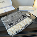 Dior Houndstooth Fringe Scarf