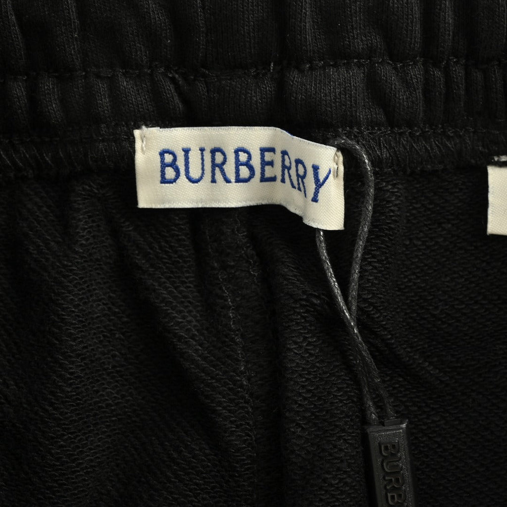 Burberry 25FW Back Pocket Equestrian Knight Cross-Stitch Embroidery Jogger Trousers Black